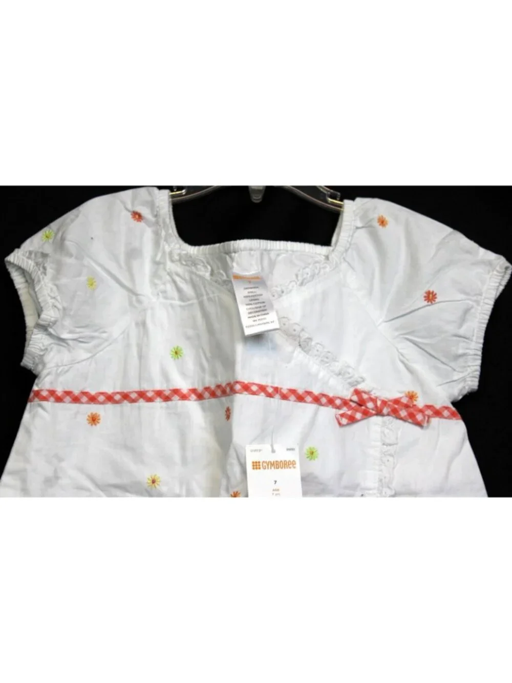 2006 Gymboree Freshly Picked Blouse Embroidered Flowers Lace sz 7 Spring Summer